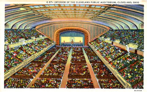 Interior Of The Cleveland Public Auditorium. Free illustration for personal and commercial use.