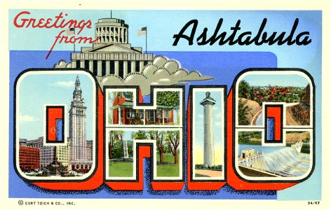 Greetings From Ashtabula. Free illustration for personal and commercial use.