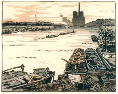 Henri Rivière – Du Pont d’Austerlitz [from Maître français de l ukiyo-e Henri Rivière]. Free illustration for personal and commercial use.