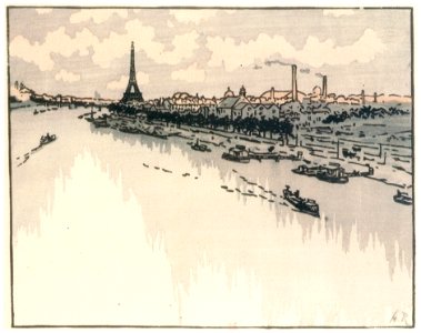 Henri Rivière – Du Viaduc d’Auteuil [from Maître français de l ukiyo-e Henri Rivière]. Free illustration for personal and commercial use.