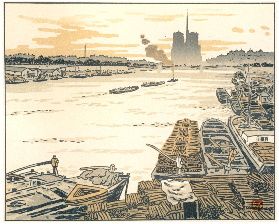 Henri Rivière – Du pont d’Austerlitz [from Maître français de l ukiyo-e Henri Rivière]