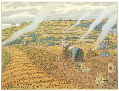 Henri Rivière – « Au vent de Noroît » Le Travail aux champs [from Maître français de l ukiyo-e Henri Rivière]