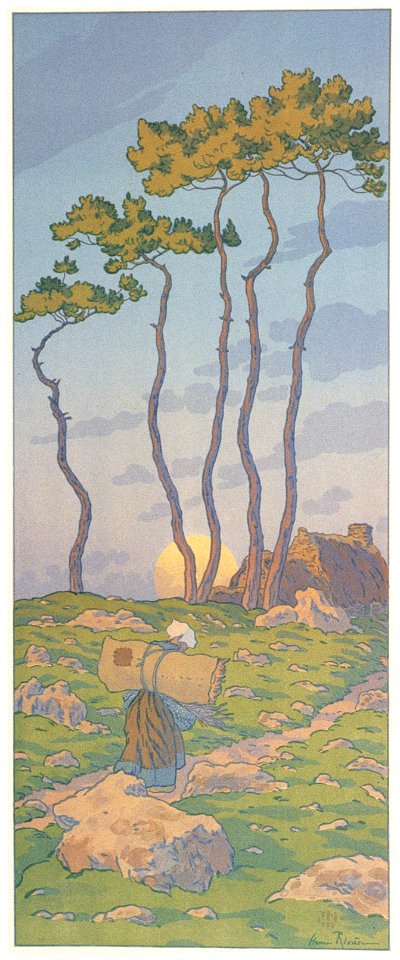 Henri Rivière – « La Féerie des heures » La Pleine lune [from Maître français de l ukiyo-e Henri Rivière]. Free illustration for personal and commercial use.