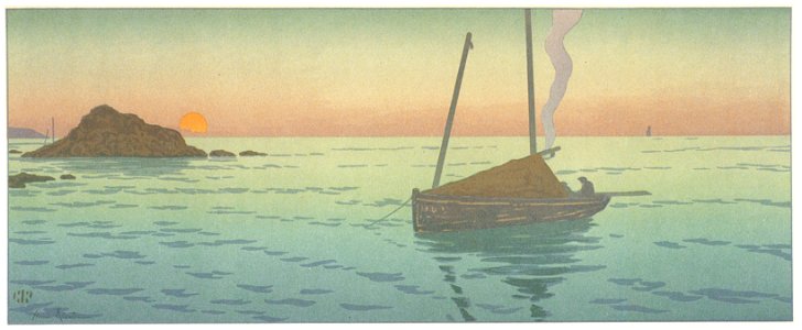 Henri Rivière – « La Féerie des heures » Le Soleil couchant [from Maître français de l ukiyo-e Henri Rivière]. Free illustration for personal and commercial use.