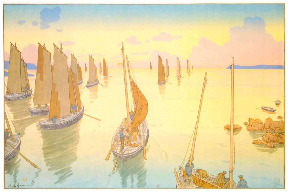 Henri Rivière – « Les Aspects de la nature » Le Coucher de soleil [from Maître français de l ukiyo-e Henri Rivière]