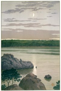 Henri Rivière – « Le Beau Pays de Bretagne » Clair de lune à Landmélus [from Maître français de l ukiyo-e Henri Rivière]. Free illustration for personal and commercial use.