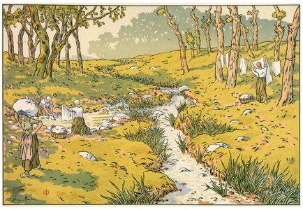 Henri Rivière – « Les Aspects de la nature » Le Ruisseau [from Maître français de l ukiyo-e Henri Rivière]. Free illustration for personal and commercial use.
