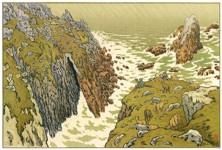 Henri Rivière – « Les Aspects de la nature » La Falaise [from Maître français de l ukiyo-e Henri Rivière]. Free illustration for personal and commercial use.