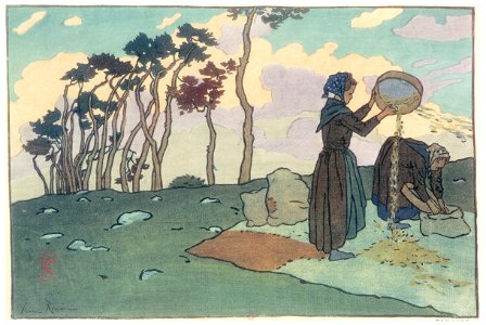 Henri Rivière – « Paysages bretons » Vanneuses (Loguivy) [from Maître français de l ukiyo-e Henri Rivière]. Free illustration for personal and commercial use.
