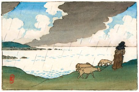 Henri Rivière – « Paysages bretons » Un grain (Saint-Briac) [from Maître français de l ukiyo-e Henri Rivière]. Free illustration for personal and commercial use.