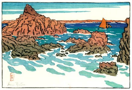 Henri Rivière – « Paysages bretons » Le Perron (Saint-Briac) [from Maître français de l ukiyo-e Henri Rivière]. Free illustration for personal and commercial use.