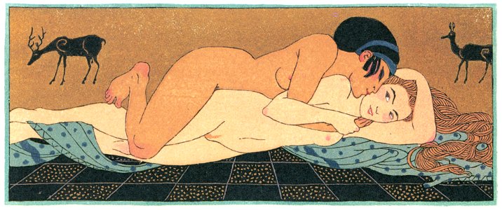 George Barbier – Tendresses [from BARBIER COLLECTION II LES CHANSONS DE BILITIS]. Free illustration for personal and commercial use.