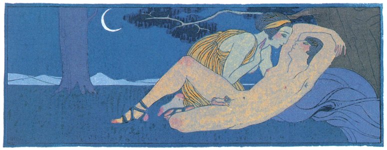 George Barbier – La Nuit [from BARBIER COLLECTION II LES CHANSONS DE BILITIS]. Free illustration for personal and commercial use.