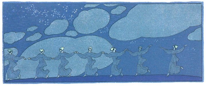 George Barbier – Les Danses au Clair de Lune [from BARBIER COLLECTION II LES CHANSONS DE BILITIS]. Free illustration for personal and commercial use.