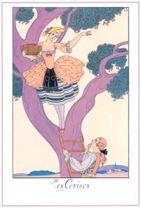 George Barbier – Les Cerises [from BARBIER COLLECTION I FASHION CALENDAR 1922-1926]. Free illustration for personal and commercial use.