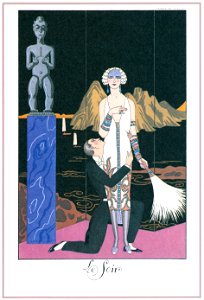 George Barbier – Le Soir [from BARBIER COLLECTION I FASHION CALENDAR 1922-1926]. Free illustration for personal and commercial use.