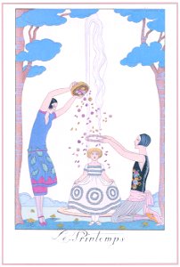 George Barbier – Le Printemps [from BARBIER COLLECTION I FASHION CALENDAR 1922-1926]. Free illustration for personal and commercial use.