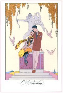 George Barbier – L’Automne [from BARBIER COLLECTION I FASHION CALENDAR 1922-1926]. Free illustration for personal and commercial use.