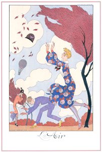George Barbier – L’Air [from BARBIER COLLECTION I FASHION CALENDAR 1922-1926]. Free illustration for personal and commercial use.
