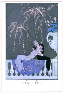 George Barbier – Le Feu [from BARBIER COLLECTION I FASHION CALENDAR 1922-1926]. Free illustration for personal and commercial use.