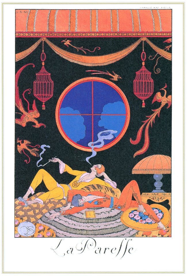 George Barbier – La Paresse [from BARBIER COLLECTION I FASHION CALENDAR 1922-1926]