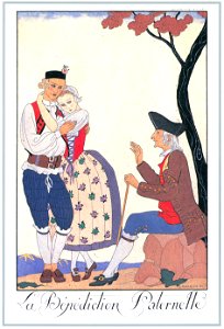 George Barbier – La Bénédiction Paternelle [from BARBIER COLLECTION I FASHION CALENDAR 1922-1926]