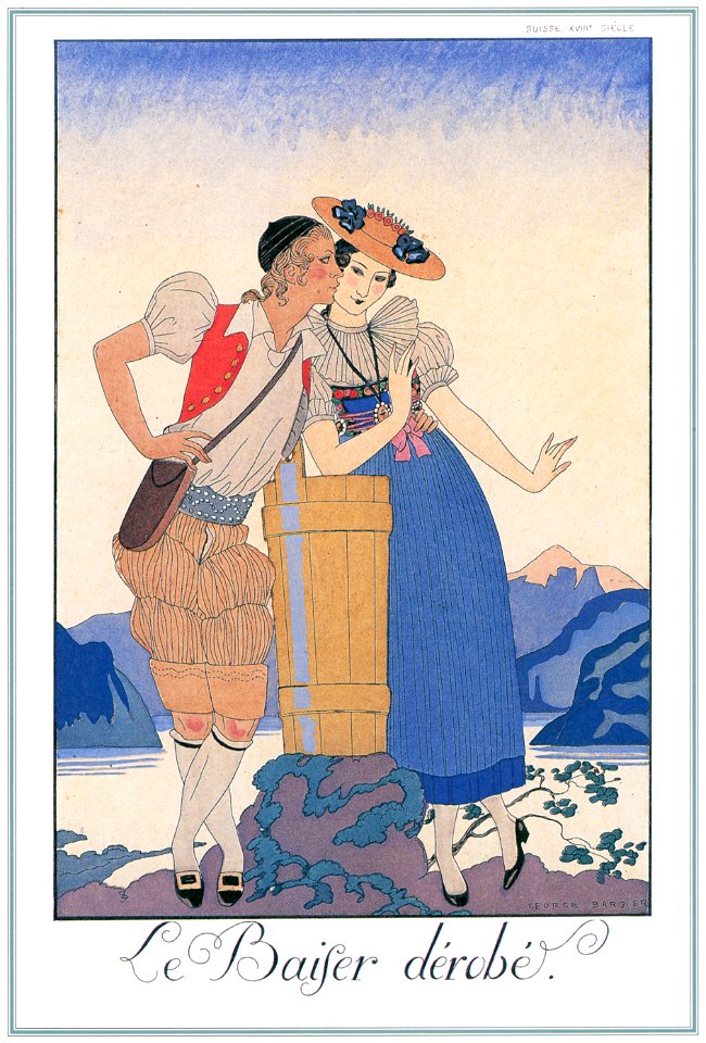 George Barbier – Le Baiser Dérobé [from BARBIER COLLECTION I FASHION CALENDAR 1922-1926]