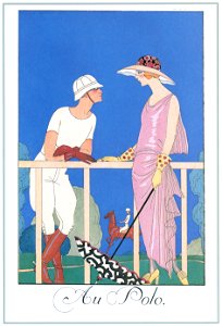 George Barbier – Au Polo [from BARBIER COLLECTION I FASHION CALENDAR 1922-1926]. Free illustration for personal and commercial use.