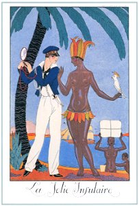 George Barbier – La Jolie Insulaire [from BARBIER COLLECTION I FASHION CALENDAR 1922-1926]. Free illustration for personal and commercial use.