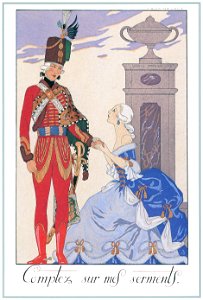 George Barbier – Comptez sur mes Serments [from BARBIER COLLECTION I FASHION CALENDAR 1922-1926]. Free illustration for personal and commercial use.