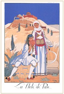 George Barbier – La Flûte de Pan [from BARBIER COLLECTION I FASHION CALENDAR 1922-1926]