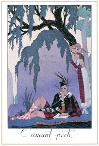 George Barbier – L’Amant Poète [from BARBIER COLLECTION I FASHION CALENDAR 1922-1926]. Free illustration for personal and commercial use.