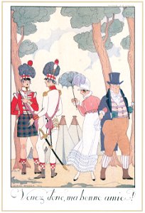 George Barbier – Venez donc, ma Bonne Amie! [from BARBIER COLLECTION I FASHION CALENDAR 1922-1926]. Free illustration for personal and commercial use.