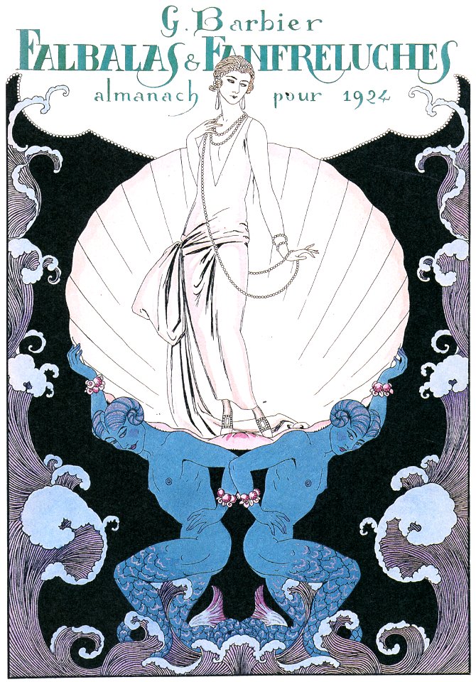 George Barbier – Falbalas et fanfreluches. Almanach des modes présentés, passées et futures pour 1924 [from BARBIER COLLECTION I FASHION CALENDAR 1922-1926]. Free illustration for personal and commercial use.