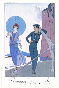 George Barbier – Romance sans Paroles [from BARBIER COLLECTION I FASHION CALENDAR 1922-1926]. Free illustration for personal and commercial use.
