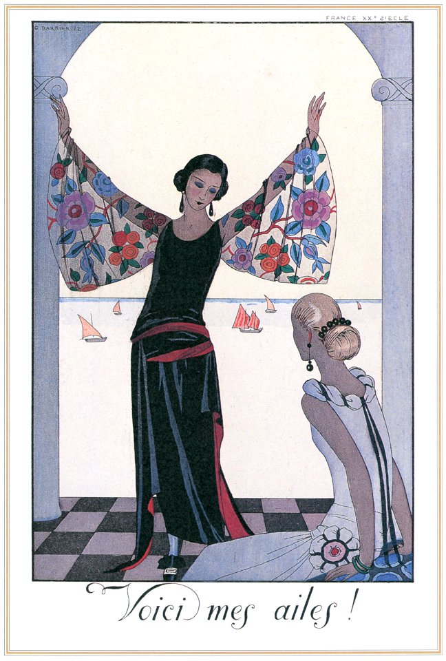 George Barbier – Voici mes Ailes! [from BARBIER COLLECTION I FASHION CALENDAR 1922-1926]. Free illustration for personal and commercial use.