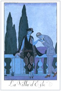 George Barbier – La Villa d’Este [from BARBIER COLLECTION I FASHION CALENDAR 1922-1926]. Free illustration for personal and commercial use.
