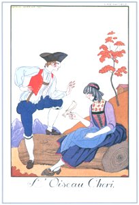 George Barbier – L’Oiseau Chéri [from BARBIER COLLECTION I FASHION CALENDAR 1922-1926]. Free illustration for personal and commercial use.