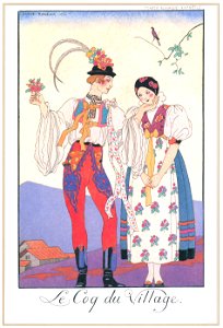 George Barbier – Le Coq du Village [from BARBIER COLLECTION I FASHION CALENDAR 1922-1926]. Free illustration for personal and commercial use.
