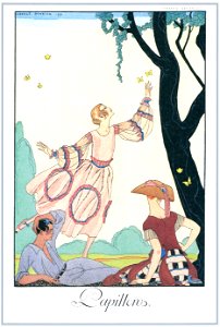 George Barbier – Papillons [from BARBIER COLLECTION I FASHION CALENDAR 1922-1926]. Free illustration for personal and commercial use.