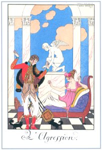 George Barbier – L’Agression [from BARBIER COLLECTION I FASHION CALENDAR 1922-1926]. Free illustration for personal and commercial use.