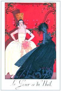 George Barbier – Le Jour et La Nuit [from BARBIER COLLECTION I FASHION CALENDAR 1922-1926]. Free illustration for personal and commercial use.