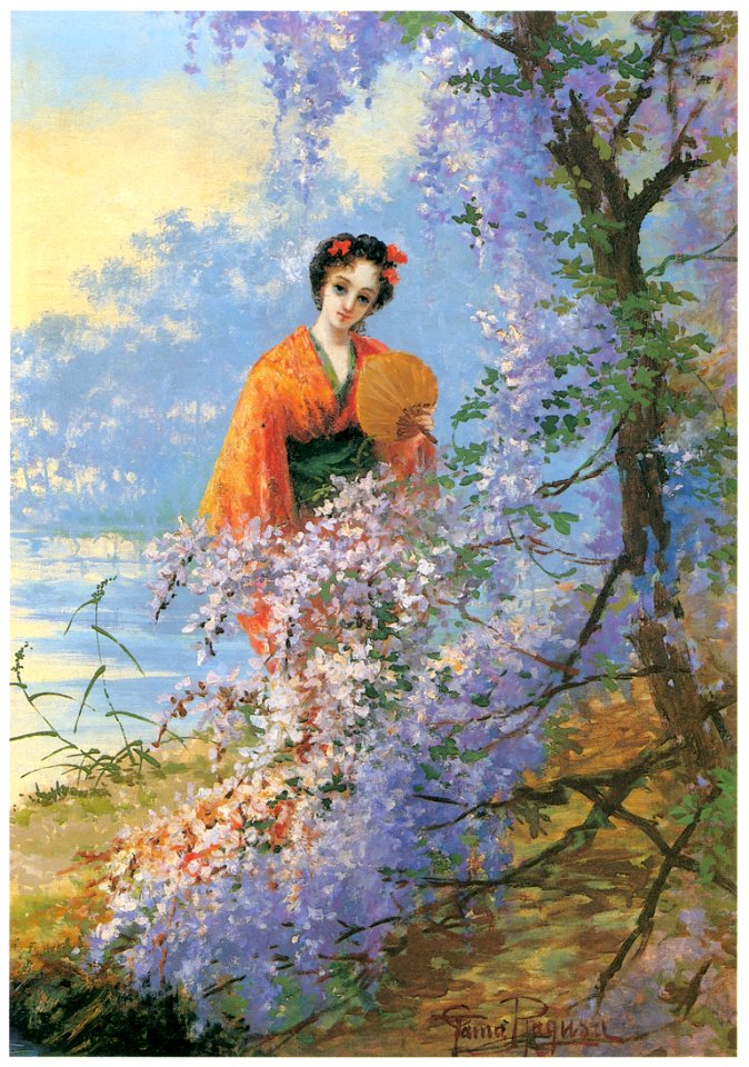 Kiyohara Tama – Japanese Wisteria and Girl [from Tama Eleonora Ragusa]