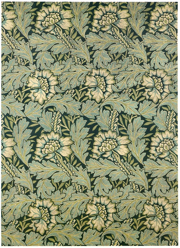 William Morris – Anemone design (for woven silk and wool tapestry) [from William Morris Full-Color Patterns and Designs]. Free illustration for personal and commercial use.