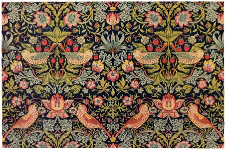 William Morris – Strawberry thief design (for chintz) [from William Morris Full-Color Patterns and Designs]. Free illustration for personal and commercial use.