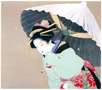 Uemura Shōen – The First Snow of the Year [from Uemura Shōen Exhibition on the 50th Anniversary of Her Death]. Free illustration for personal and commercial use.