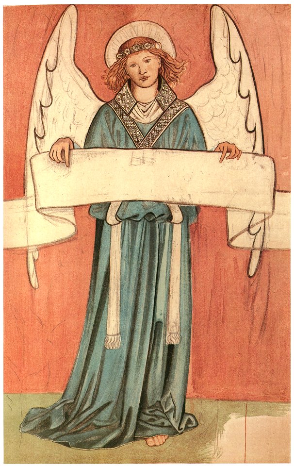 William Morris – Angel with Scroll (cartoon for decorative painting) [from William Morris Full-Color Patterns and Designs]