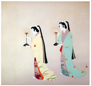 Uemura Shōen – Votive Lantern in a Shrine [from Uemura Shōen Exhibition on the 50th Anniversary of Her Death]