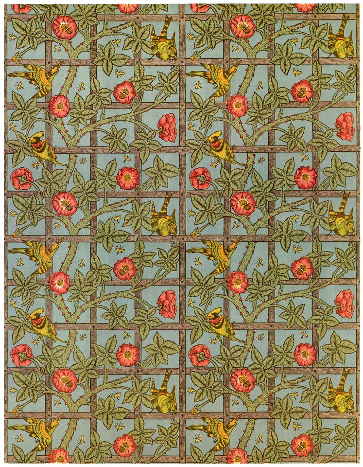 William Morris – Trellis design (for wallpaper; the birds by Philip ...