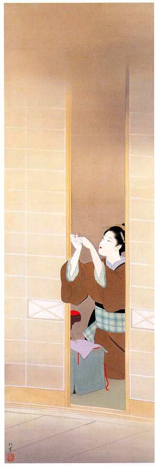 Uemura Shōen – Evening [from Uemura Shōen Exhibition on the 50th Anniversary of Her Death]. Free illustration for personal and commercial use.